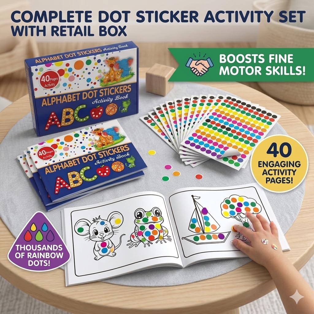 Dot Stickers with book for Kids Activity [Bundle of 3 books with 2700+ stickers]
